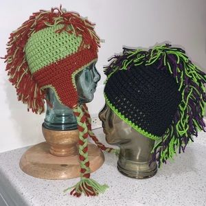 Knitted crocheted MOHAWK winter hats beanies unisex